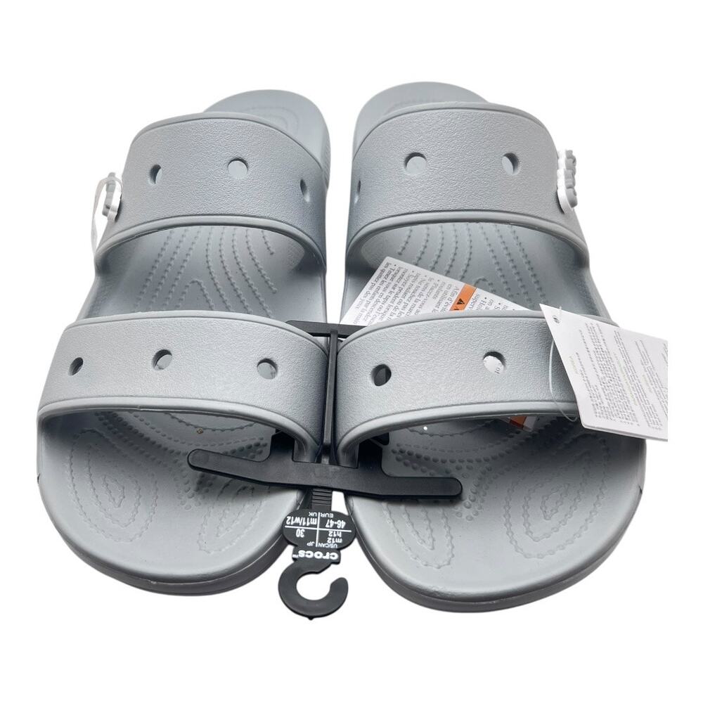 Crocs Classic Double Strap Grey Slip On Sandals Size 12 - Picture 3 of 6